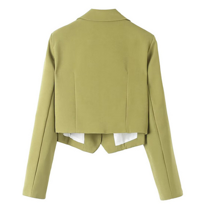 【2color】レイヤード風シングルブレストショートジャケット Z00156