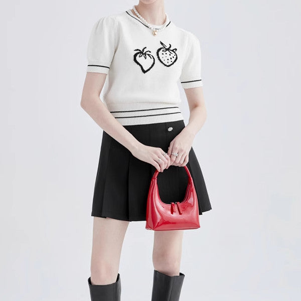 ストロベリー半袖ニットトップ Z00257