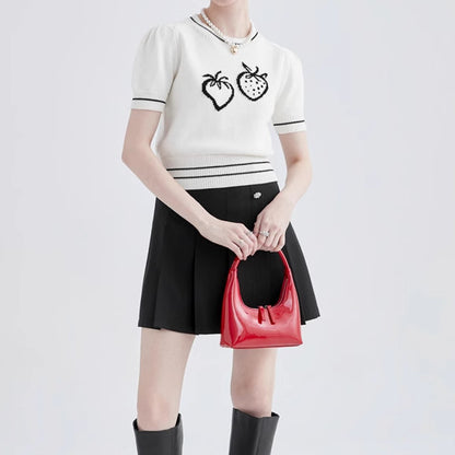 ストロベリー半袖ニットトップ Z00257