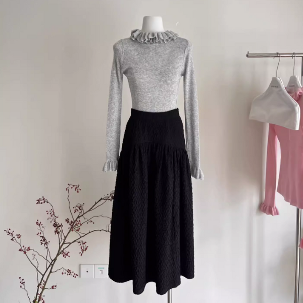 【4color】フリルネックトップ Z00040