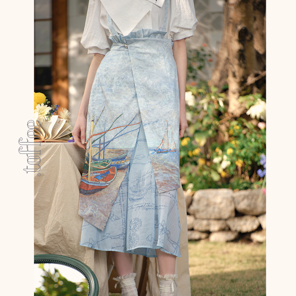 ヴィンテージプリントイレギュラーラップスカート《Z00842》