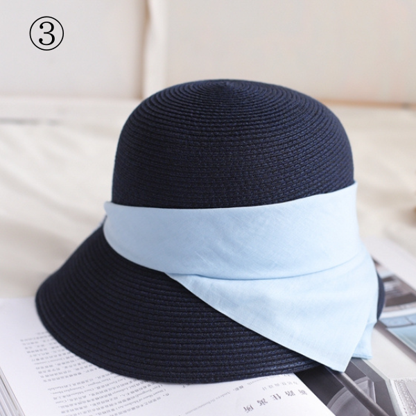 【４color】チェーンベルトドームシルエットストローハット　AU-104