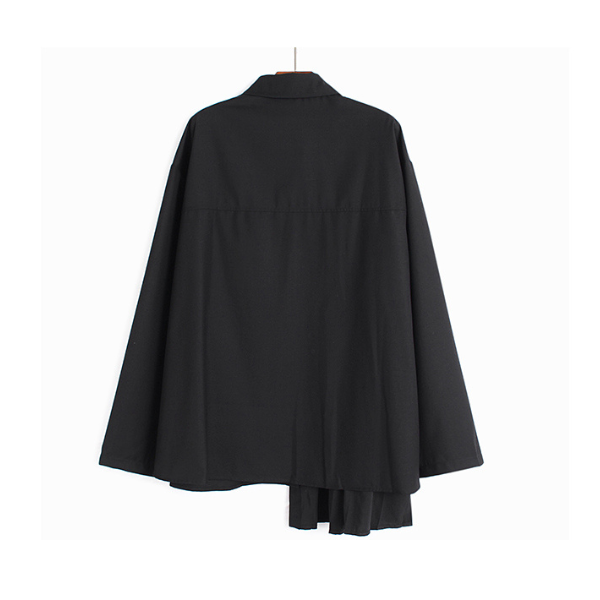 【2color】ラペルプリーツシャツ X-350