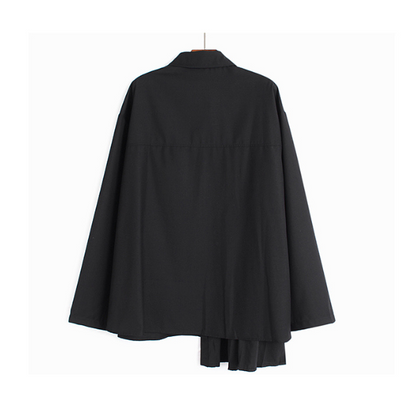 【2color】ラペルプリーツシャツ X-350