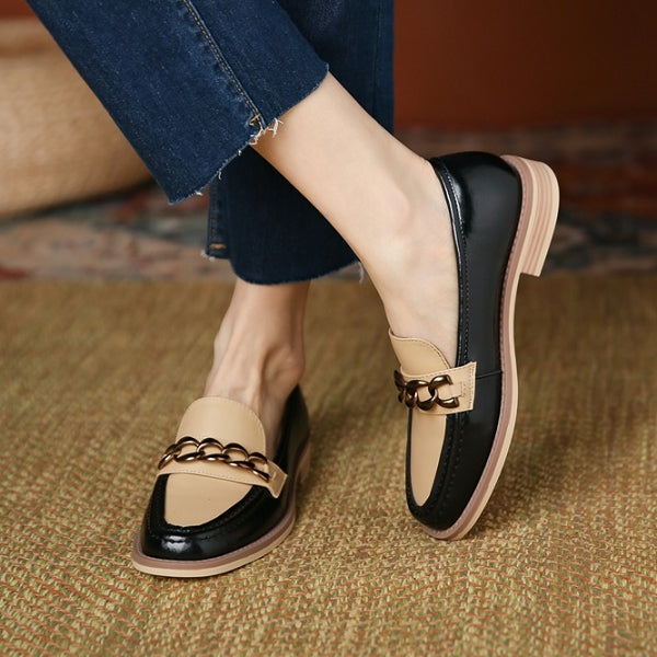 コントラストカラーアッパーチェーンローファー　AU-121