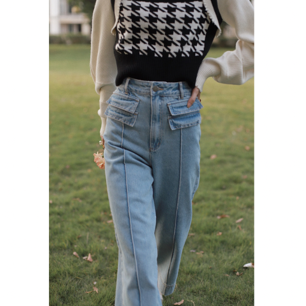 クロップドワイドデニム w-150