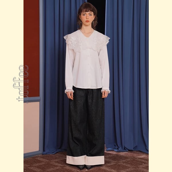 妖精の語る詩：芸術的刺繍レースのクラシカルブラウス 《C0203》