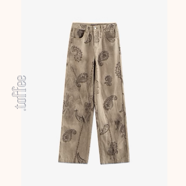 【4pattern】プリントストレートジーンズ《Z00929》