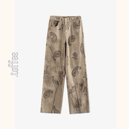 【4pattern】プリントストレートジーンズ《Z00929》