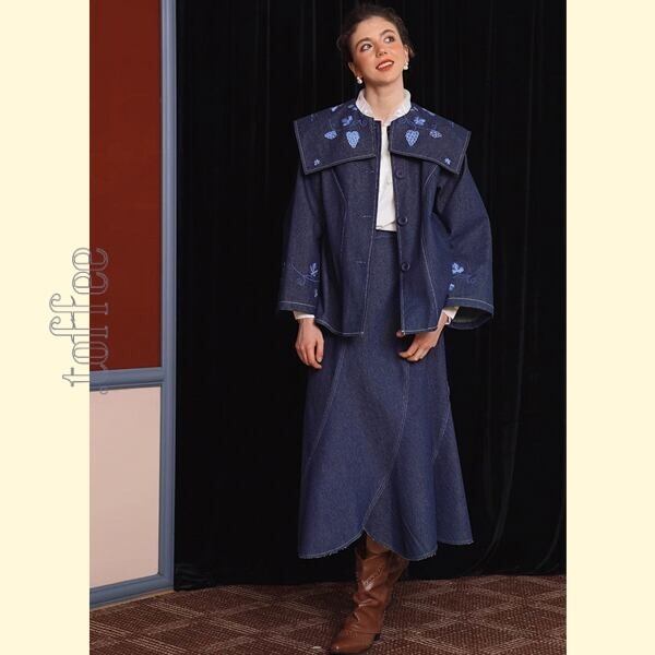 アートワークが映える：レトロ感溢れる刺繍デニムジャケット 《C0208》