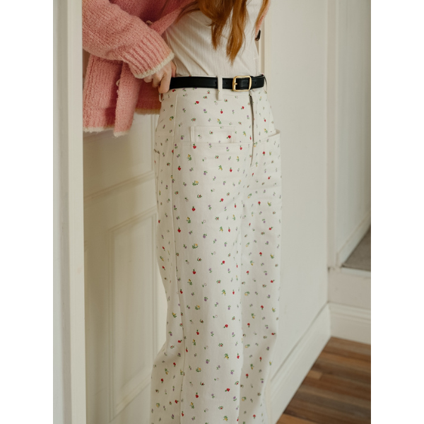 小花柄ワイドレッグカジュアルパンツ Z00017