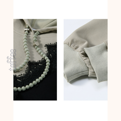 レイヤード風フード付きロングワンピース　Z00532