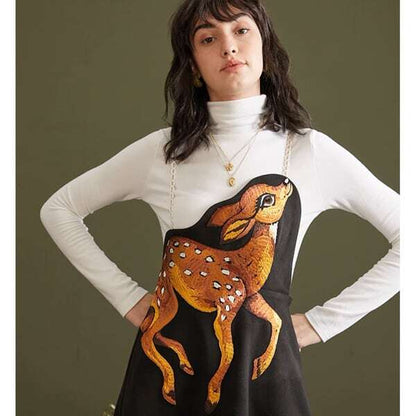 バンビ刺繍サスペンダースカート C0075