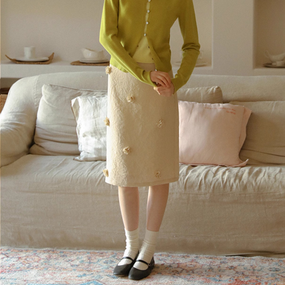 リボン＆立体フラワーAラインスカート《Z00821》