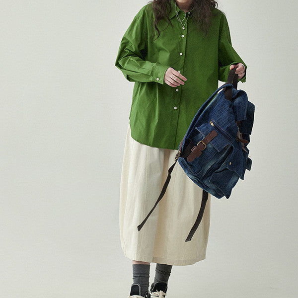 【2color】ワイドレッグコットンミディスカート Z00250