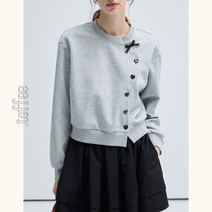 リボン＆ハートボタンアシンメントリーカーディガン　Z00459