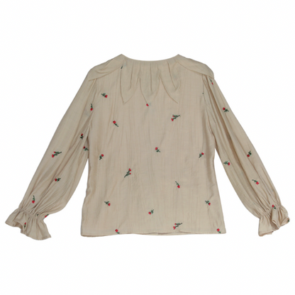 フラワーエンブロイダリーボウタイブラウス w-169