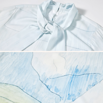 風景画タッチのボウタイアートシャツ《Z01063》