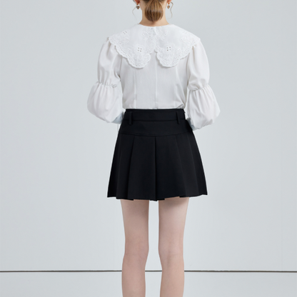 ドールカラーレースアップブラウス w-152