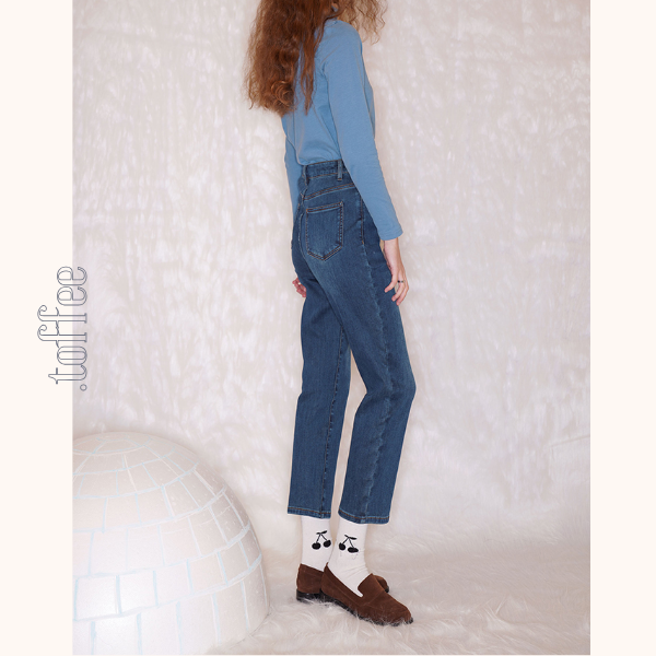 【2color】ハイウエストストレートデニムパンツ　《Z00712》