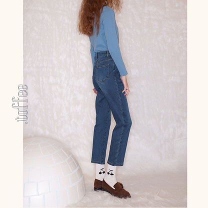 【2color】ハイウエストストレートデニムパンツ　《Z00712》