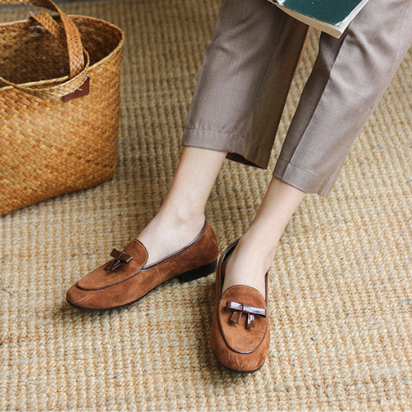 ハニーブラウンフラットレザーシューズ Z00148