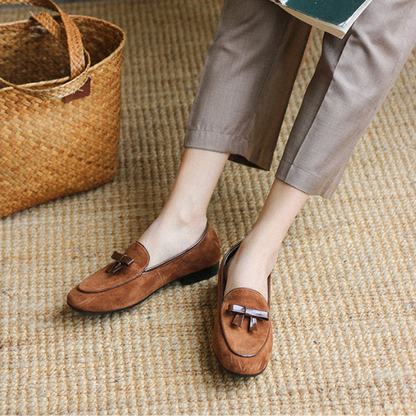 ハニーブラウンフラットレザーシューズ Z00148