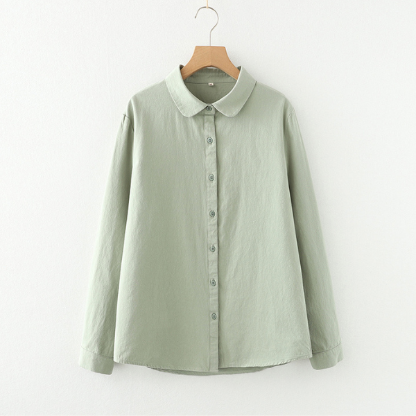 【6color】純綿ポロカラーロングスリーブシャツ　《Z00728》