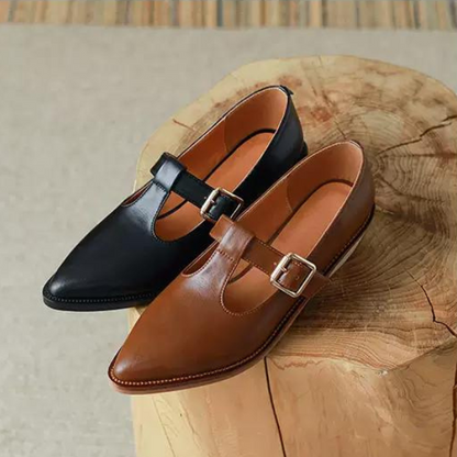 【２color】レトロベルトバックルポインテッドシューズ AU-267