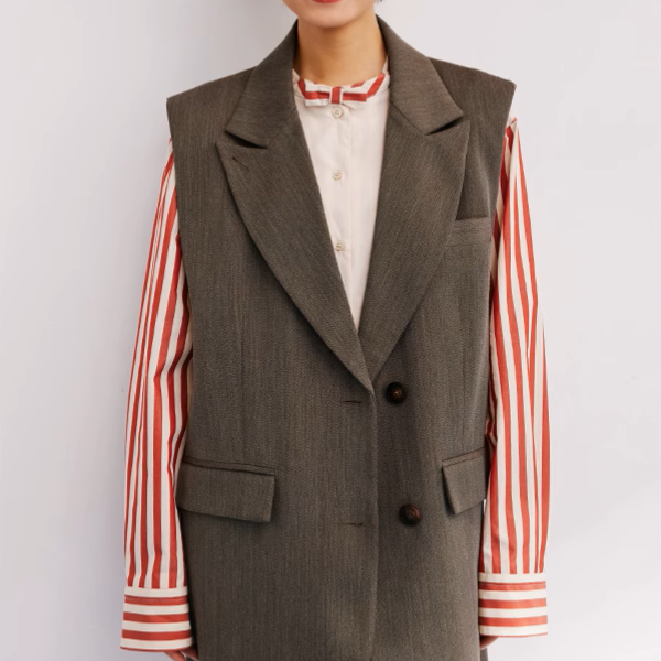 バンドカラーストライプロングシャツ《Z00897》