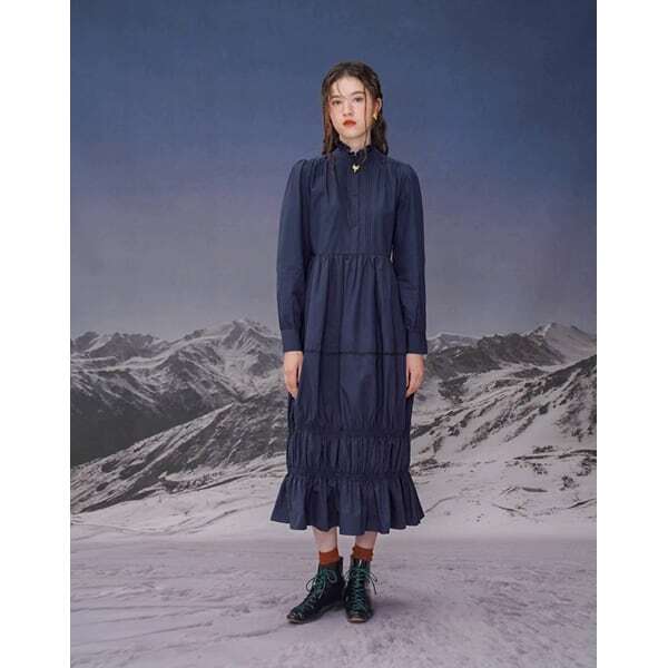 【3color】ゴールドフォックスボタンロングワンピース C0099