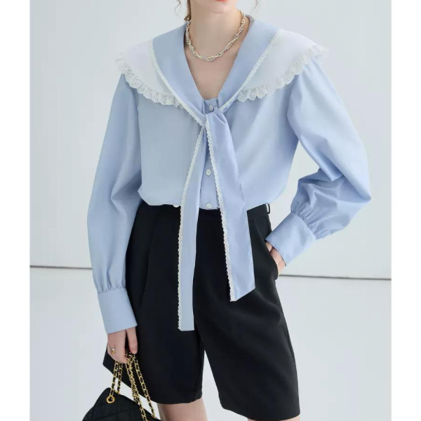 フリルカラーボウタイシャツ w-139
