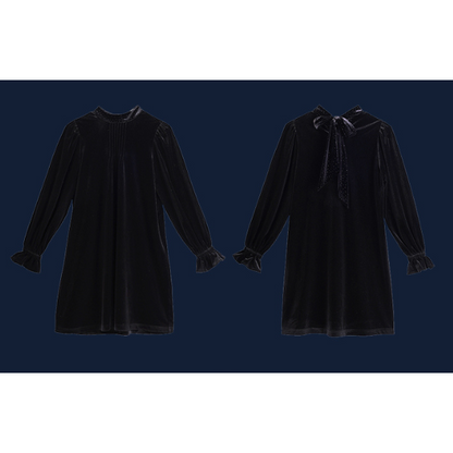 リボン付きブラックミニワンピース Z00086