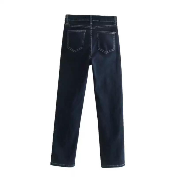 【２color】コントラストエッジフラップストレートデニム w-052