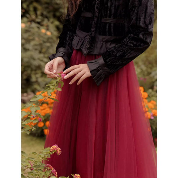 【2color】メッシュフェアリーロングスカート Z00189