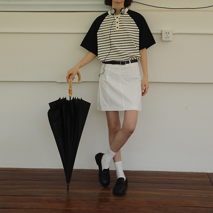 【2color】ラグランスリーブストライプTシャツ　Z00355