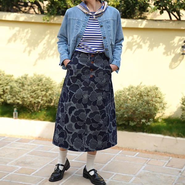 花柄デニムスカート　Z00468