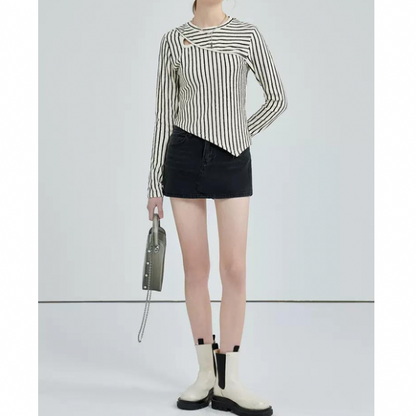 イレヘムストライプトップス w-141