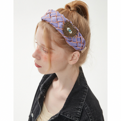 【3pattern】ビーズの装飾入り編み込みカチューシャ Z00038