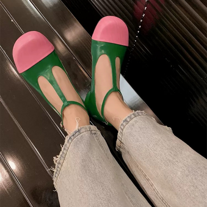 【4color】メリージェーンバイカラーレザーシューズ Z00236