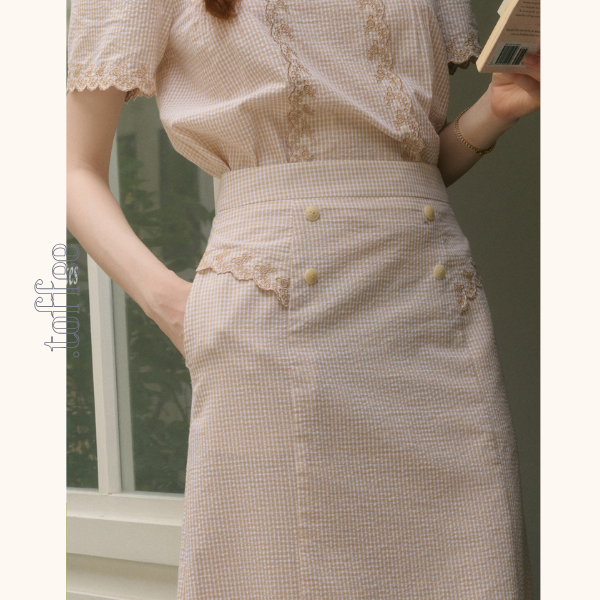 レトロ調ハイウエストAラインロングスカート　Z00783