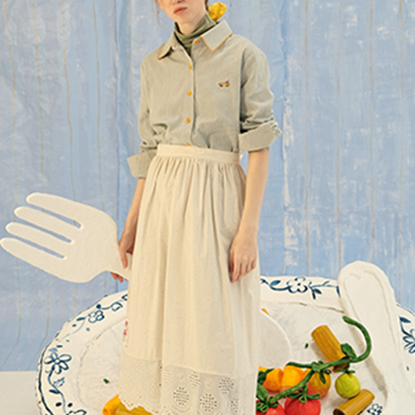 グリーンストライプスリムシャツ　Z00604