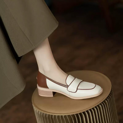 【２color】スクエアトゥコントラストシューズ　AU-286