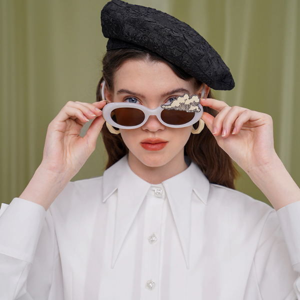 【4color】デザインラペルディープスリーブカットブラウス X-197