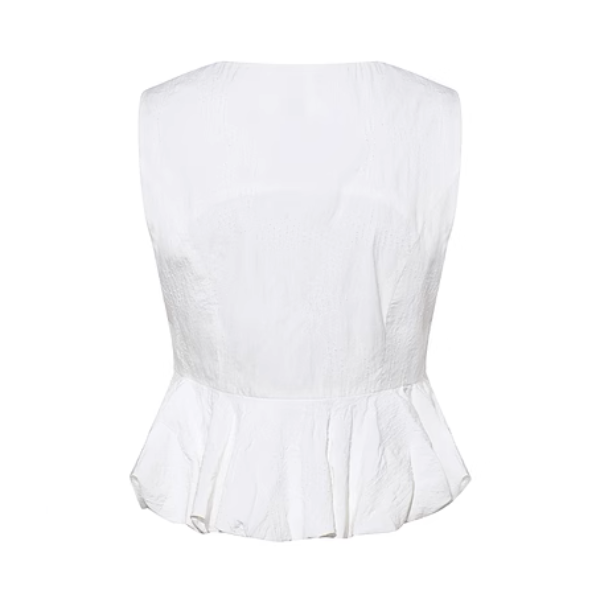 リボン装飾付きアシンメントリーペプラムトップ《Z00975》