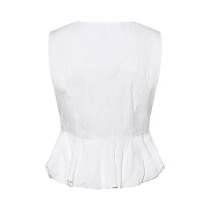 リボン装飾付きアシンメントリーペプラムトップ《Z00975》