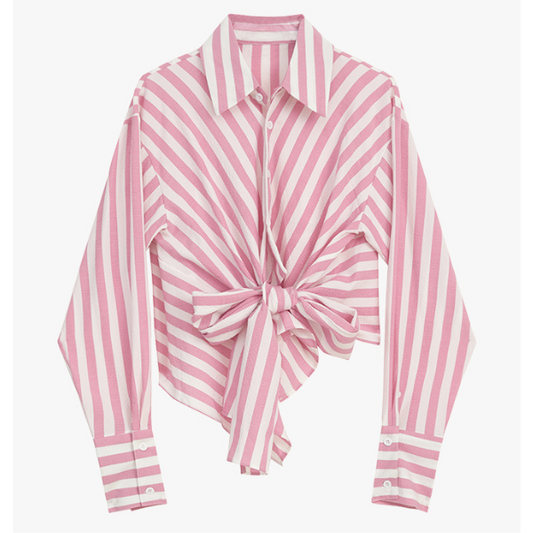 フロントストラップストライプシャツ X-255