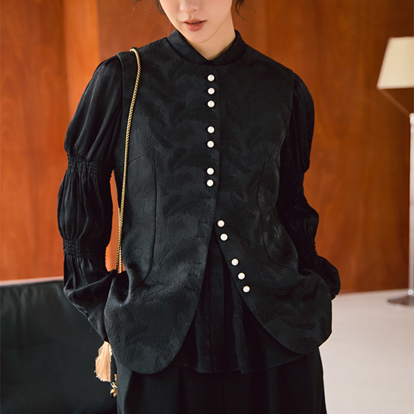 ダマスク柄織りミディアムジレ　《Z00812》