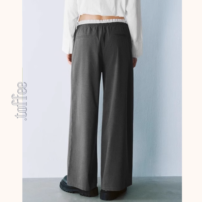 【5color】レースウエストワイドパンツ　Z00410