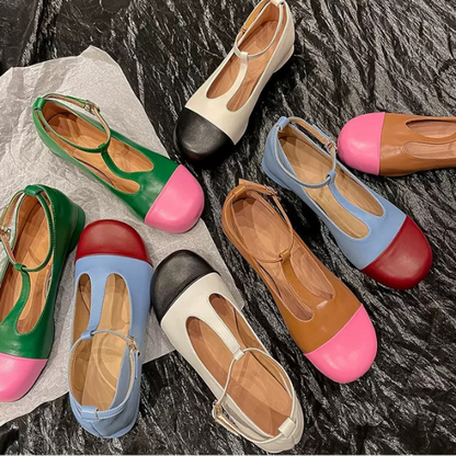 【4color】メリージェーンバイカラーレザーシューズ Z00236